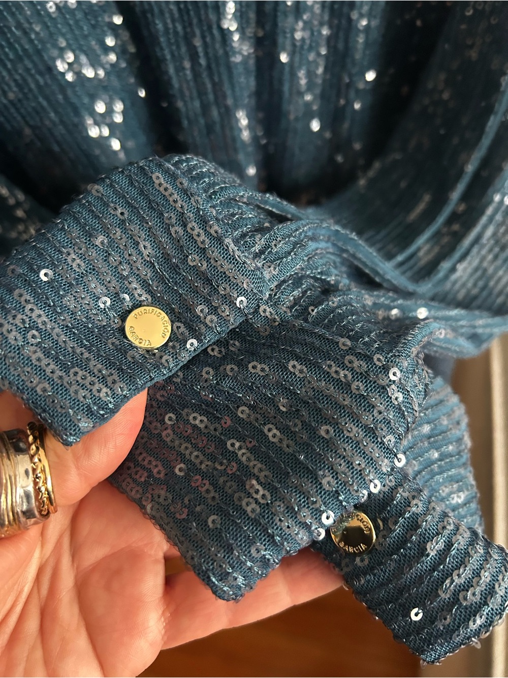 Purification Garcia Blue Sequin Tunic Top Size XL Party Glam - Picture 3 of 16